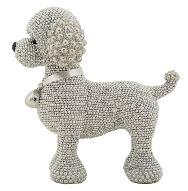 Dekofigur Pudel Pearl – Glänzende Hundeskulptur in Silber 15cm