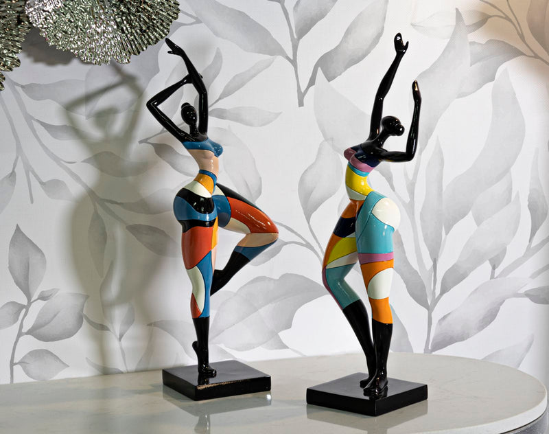 Skulptur Vibrant Dancer 38 cm Bunte Tänzerin aus Resin – Handgefertigt in Italien