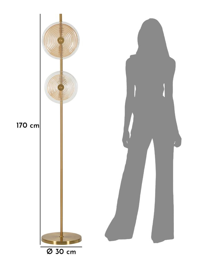 Venia Tower Stehlampe Glas Gold Ø30x170cm Glamour Design