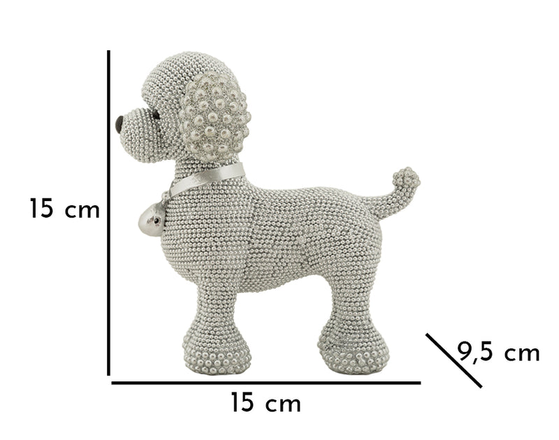 Dekofigur Pudel Pearl – Glänzende Hundeskulptur in Silber 15cm