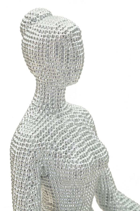Skulptur Zen Pearl – Meditierende Figur in Silberoptik 23cm