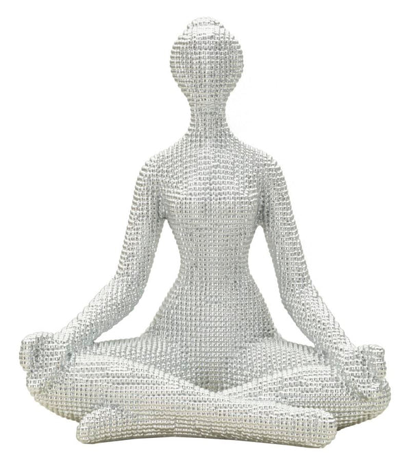 Skulptur Zen Pearl – Meditierende Figur in Silberoptik 23cm
