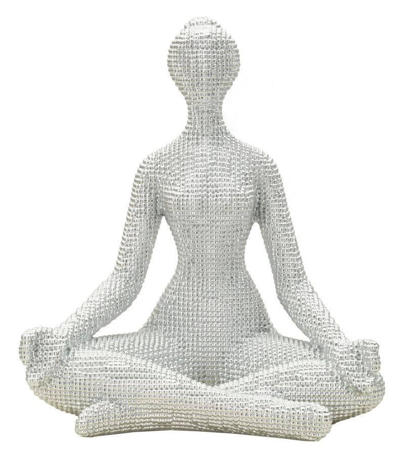 Skulptur Zen Pearl – Meditierende Figur in Silberoptik 23cm