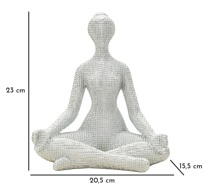 Skulptur Zen Pearl – Meditierende Figur in Silberoptik 23cm