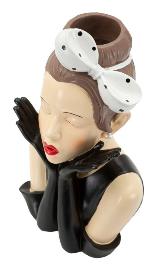 Deko Vase Lady Glamour – Stilvolle Frauenbüste in Schwarz-Weiß 30,5cm