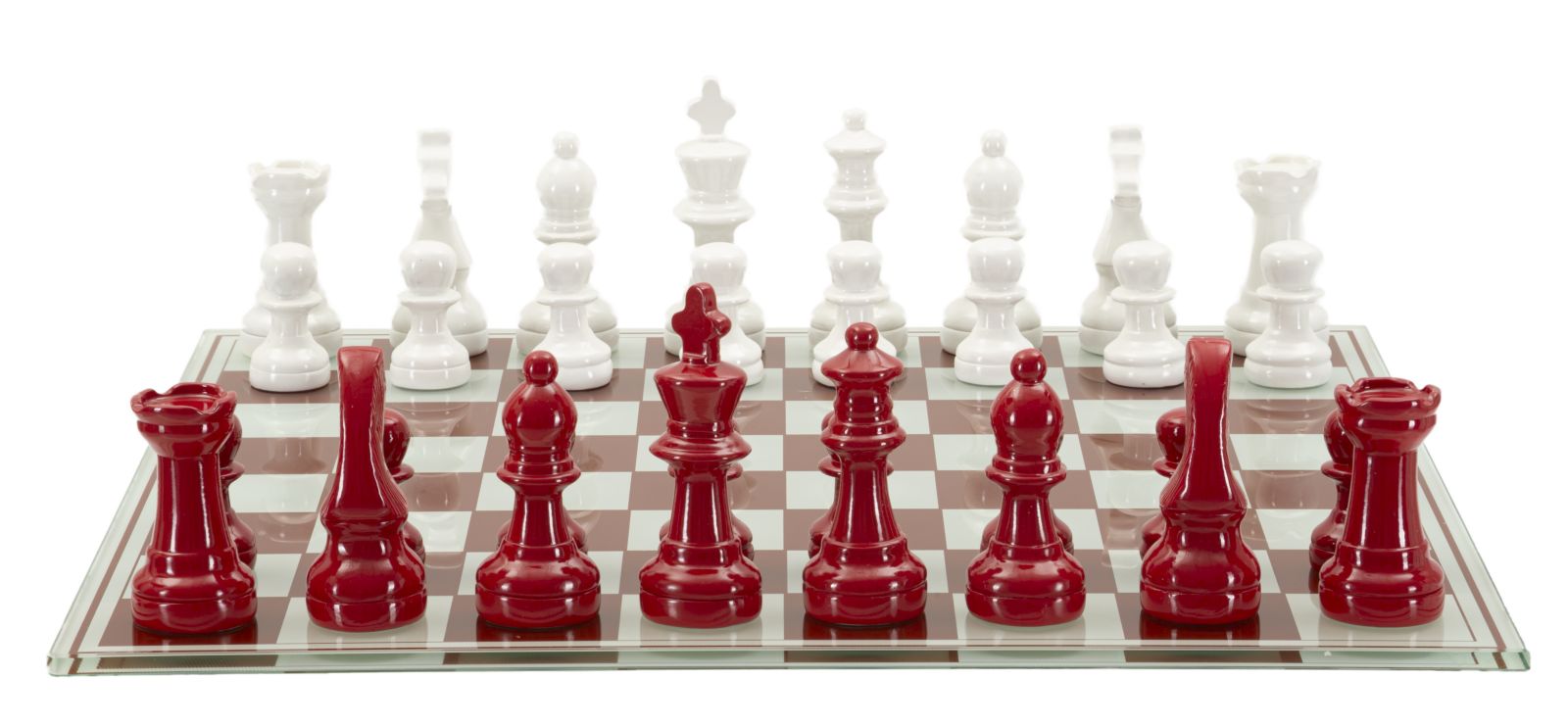Exclusive chess game red and white glass 61x61 cm