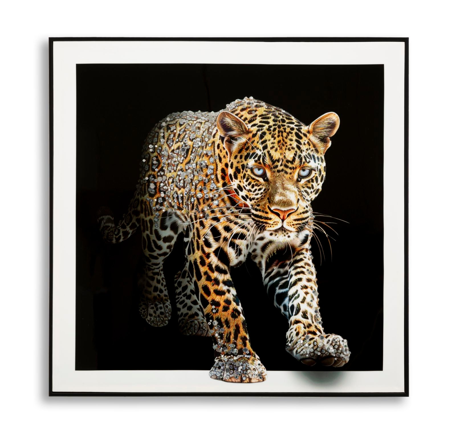 Wall picture Diamond Jaguar lacquer look with frame 82x82cm