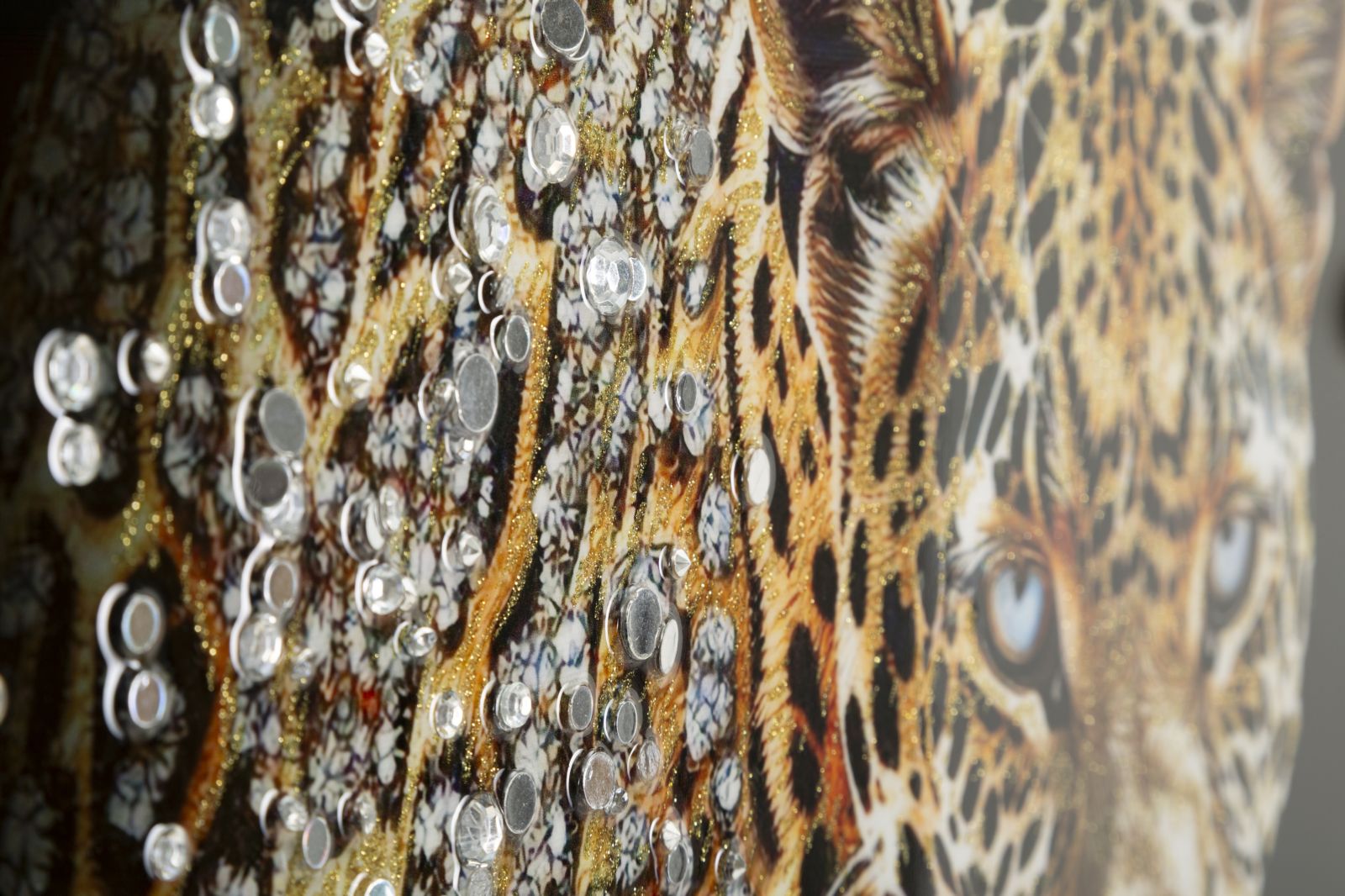 Wall picture Diamond Jaguar lacquer look with frame 82x82cm