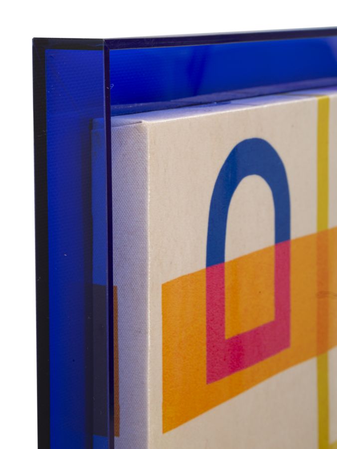 Laccato Modis Acryl Wandbild mit Rahmen – Abstrakte Linienkunst Blau 60x80 cm