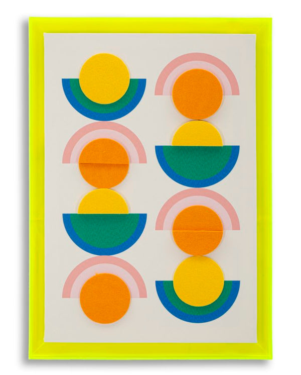 Pop Art Wandbild B mit Neonrahmen – Moderne Geometrie 50x70 cm