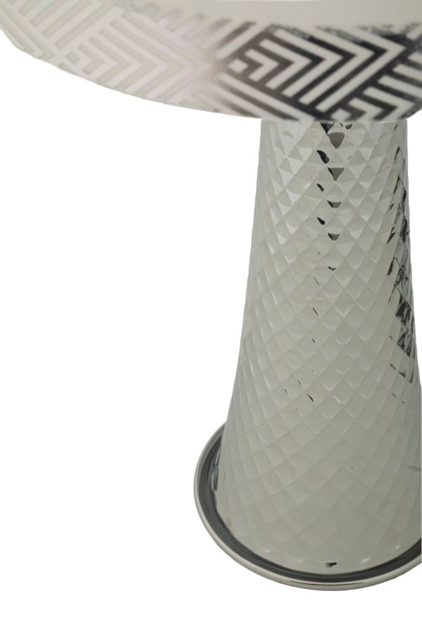 Tischlampe Tower Argento silber 30x54 cm aus Metall und Stoff