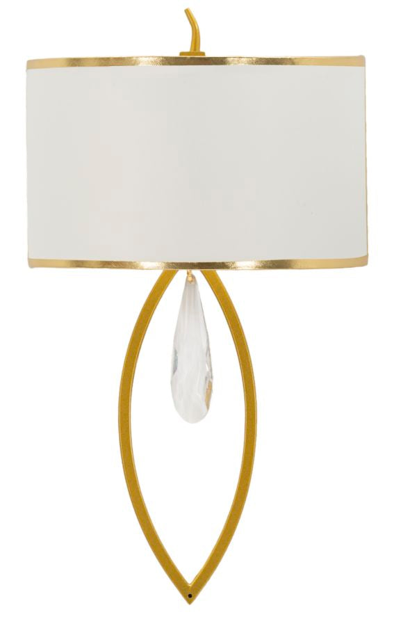 Wandleuchte Vienna 50 cm – Elegante Wandlampe mit Kristallanhänger und Goldrahmen