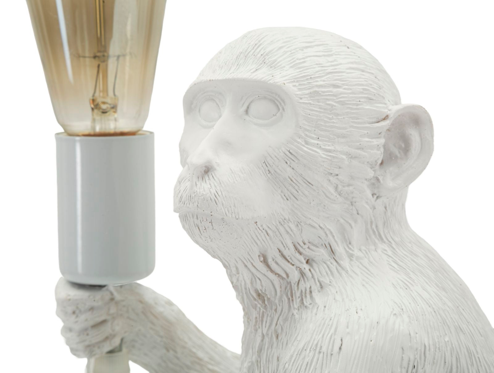 Tischlampe Monkey Weiß 33cm Sitzende Affenfigur Aus Kunstharz Lampe