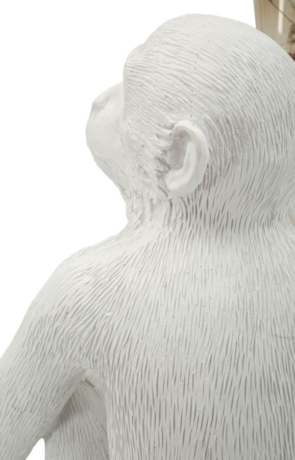 Tischlampe Monkey Weiß 33cm Sitzende Affenfigur Aus Kunstharz Lampe