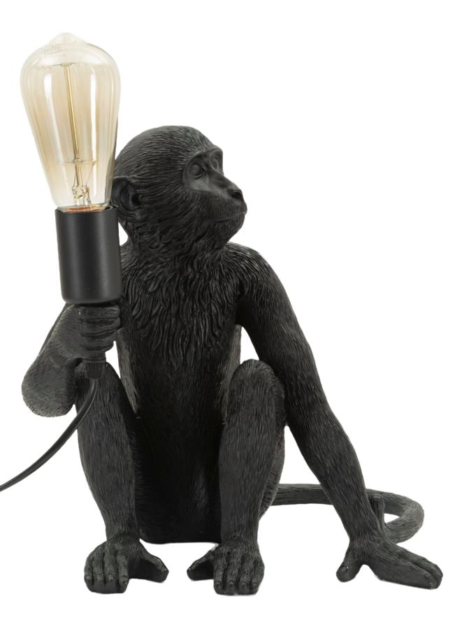 Tischlampe Monkey Schwarz 33cm Affenfigur Lampe Aus Kunstharz Sitzend