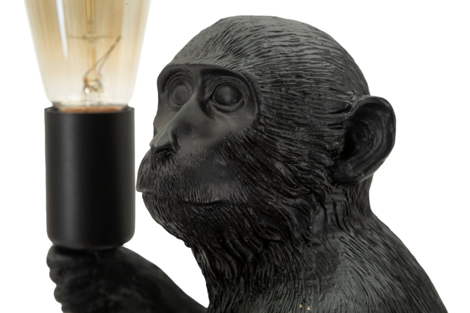 Tischlampe Monkey Schwarz 33cm Affenfigur Lampe Aus Kunstharz Sitzend
