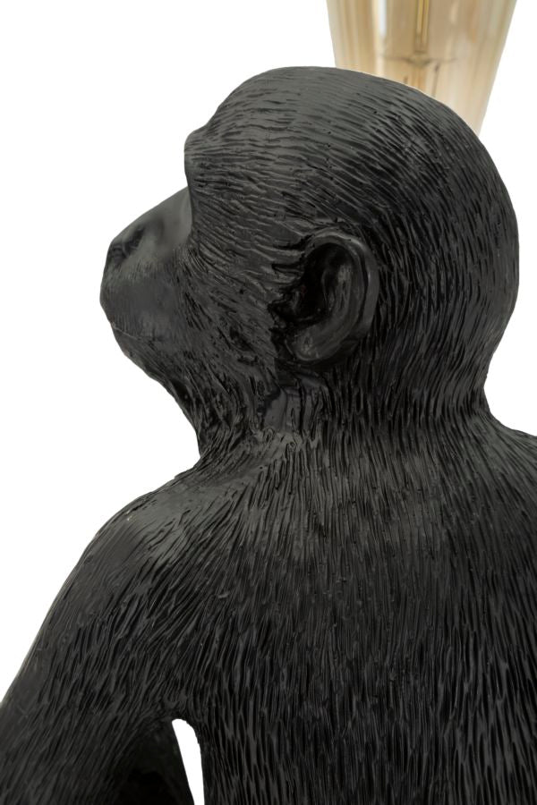 Tischlampe Monkey Schwarz 33cm Affenfigur Lampe Aus Kunstharz Sitzend