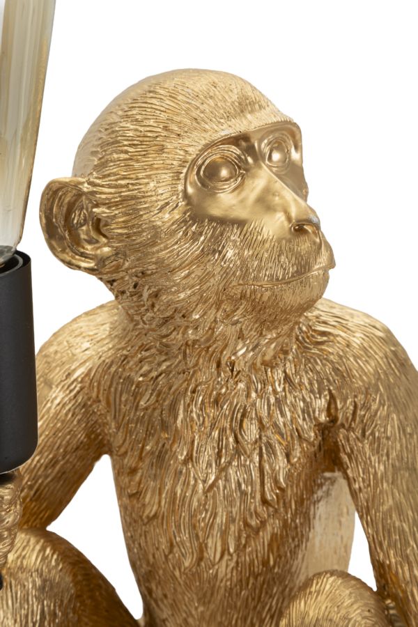 Tischlampe Monkey Gold 33cm Sitzende Affenfigur Aus Kunstharz Lampe