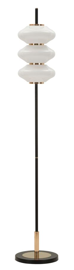 Stehlampe Vintage 168cm Glas Metall Rund Retro Designlampe Gold