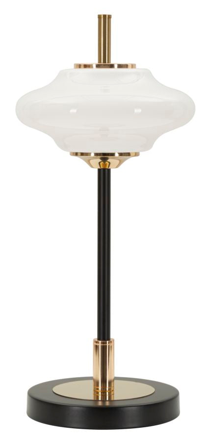 Tischlampe Vintage 46cm Glas Metall Rund Retro Design Lampe