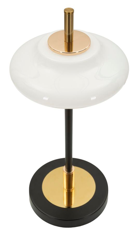 Tischlampe Vintage 46cm Glas Metall Rund Retro Design Lampe