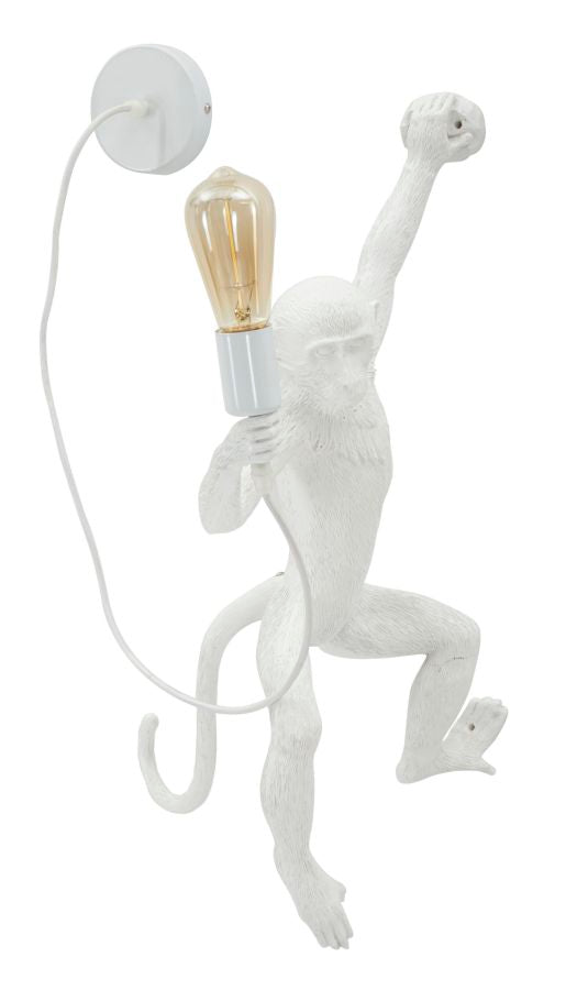 Wandleuchte Monkey Weiß 64cm Affenfigur Lampe Aus Kunstharz Wandlampe