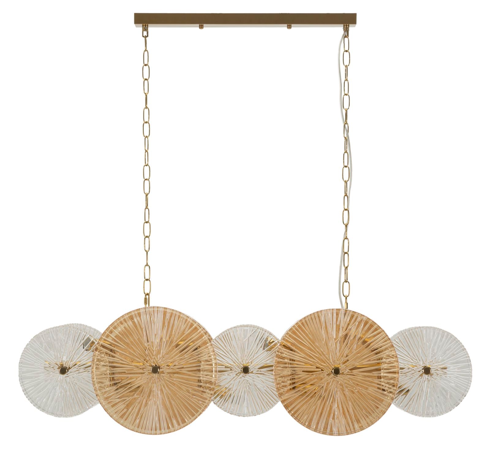 Hängelampe Osaka 100cm Glas Gold Design Pendelleuchte Glamour Modern