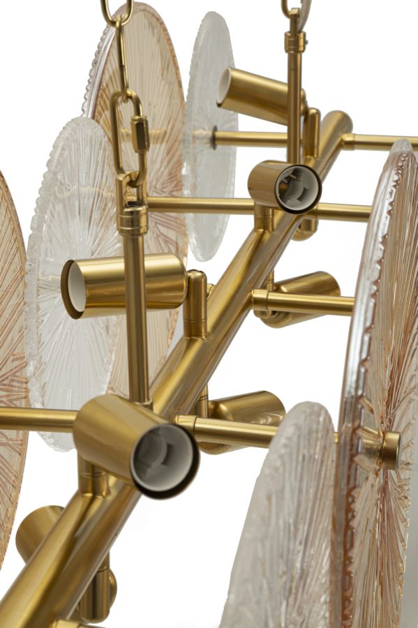 Hängelampe Osaka 100cm Glas Gold Design Pendelleuchte Glamour Modern