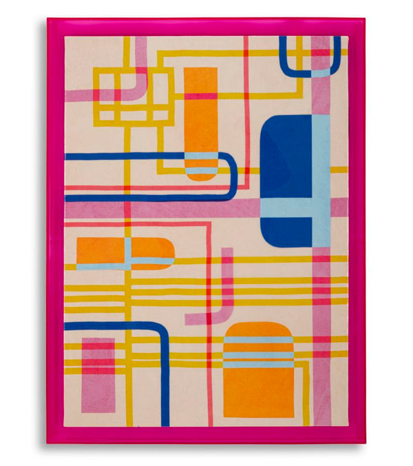 Laccato Modis Acryl Wandbild mit Rahmen – Abstrakte Linienkunst 60x80 cm