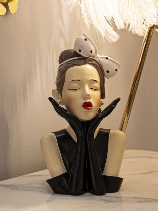 Deko Vase Lady Glamour – Stilvolle Frauenbüste in Schwarz-Weiß 30,5cm