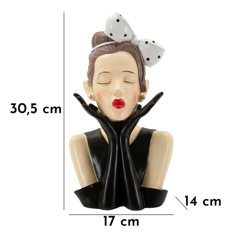 Deko Vase Lady Glamour – Stilvolle Frauenbüste in Schwarz-Weiß 30,5cm
