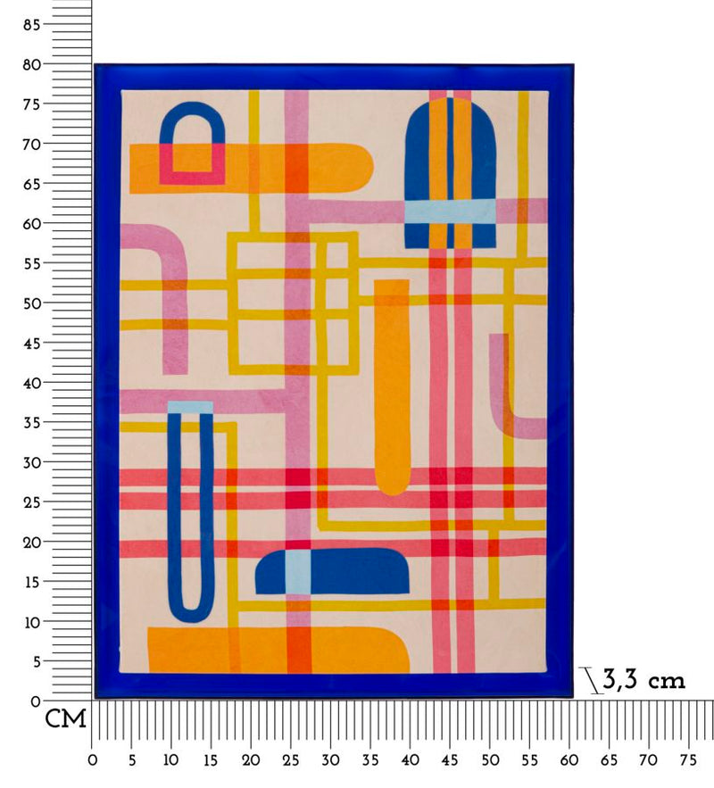 Laccato Modis Acryl Wandbild mit Rahmen – Abstrakte Linienkunst Blau 60x80 cm