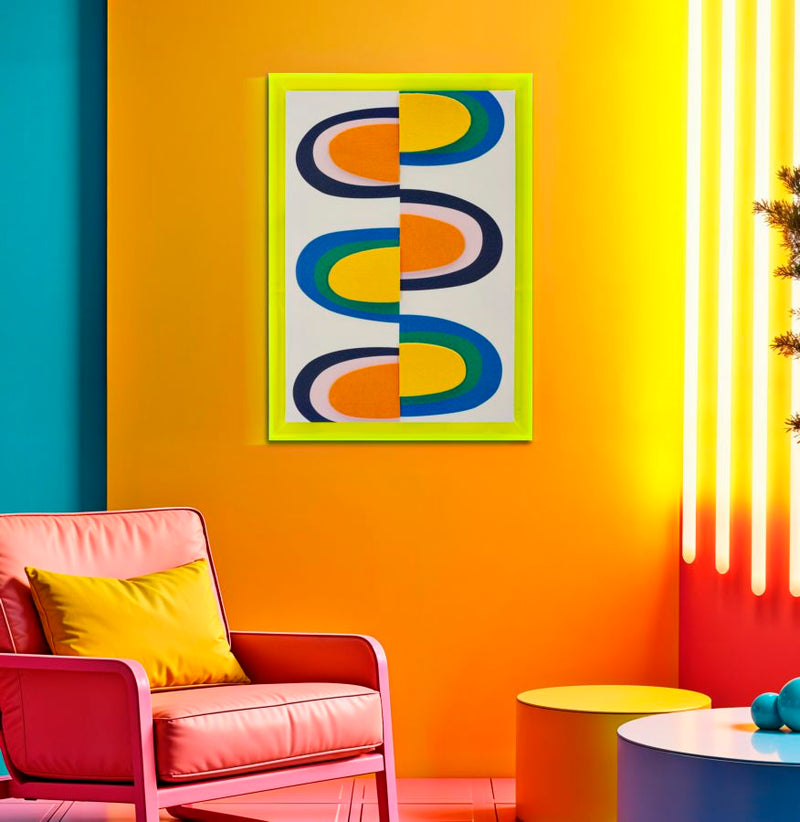 Pop Art Wandbild mit Neonrahmen – Modernes Design 50x70 cm