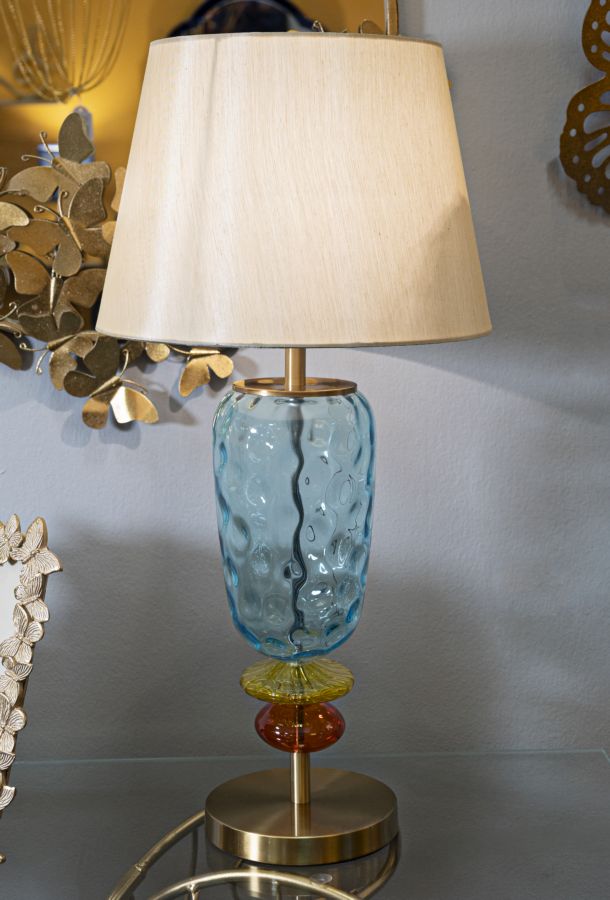 Tischlampe Colorful 73cm Glas Metall Stoff Modern Designlampe Bunt