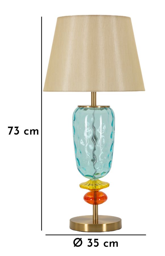 Tischlampe Colorful 73cm Glas Metall Stoff Modern Designlampe Bunt