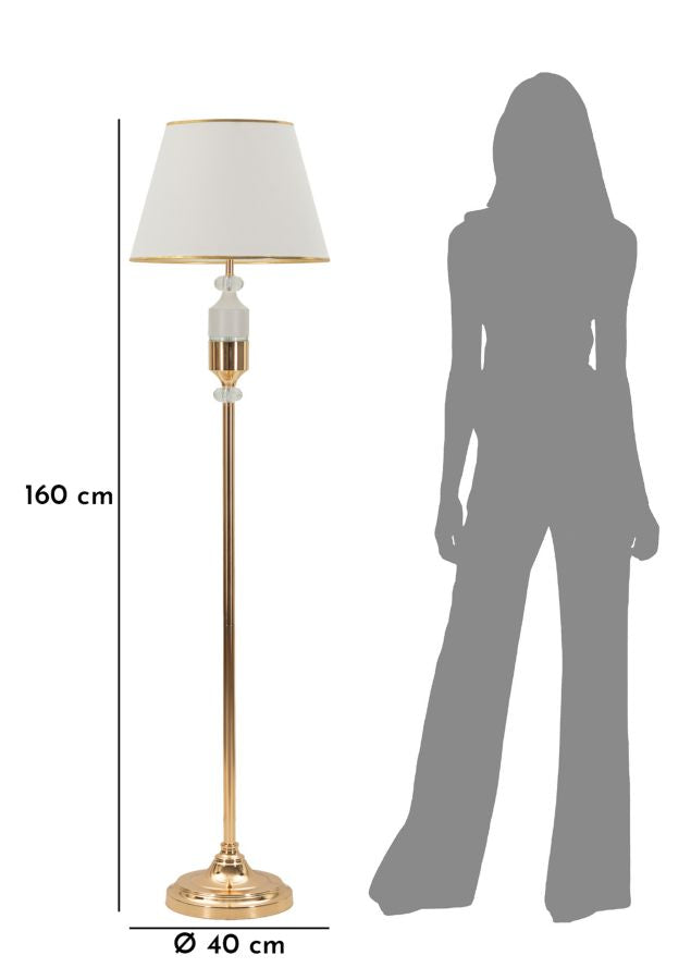 Stehlampe Gipsy rund 40x160 cm aus Metall Glas Stoff
