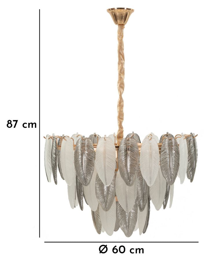 Deckenleuchte Leafy rund 60x87 cm aus Metall und Glas