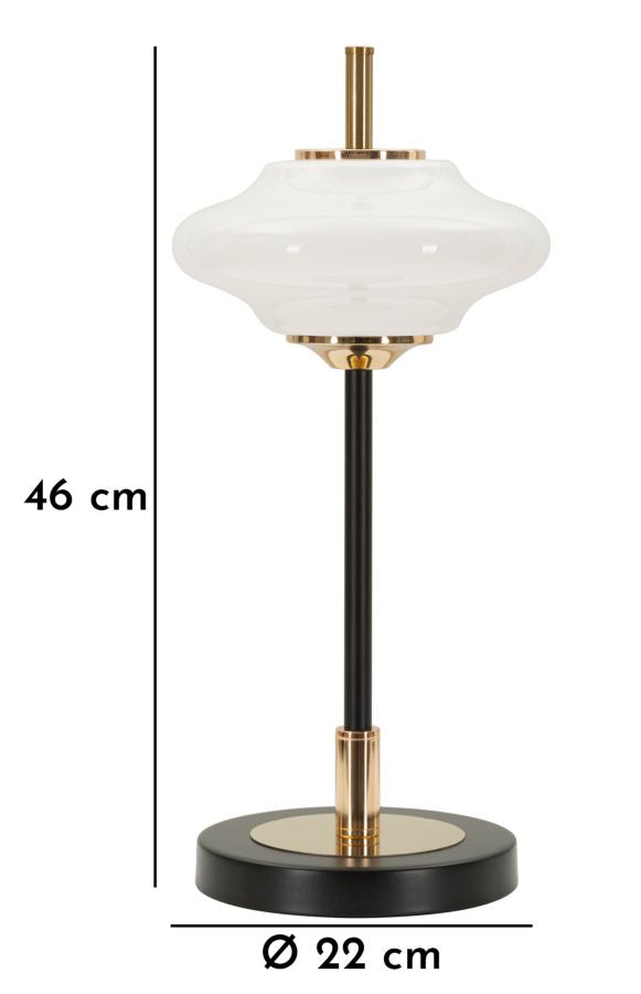 Tischlampe Vintage 46cm Glas Metall Rund Retro Design Lampe
