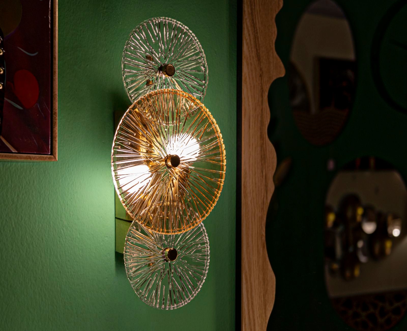 Wandleuchte Osaka 42cm Glas Gold Wandlampe Design Modern