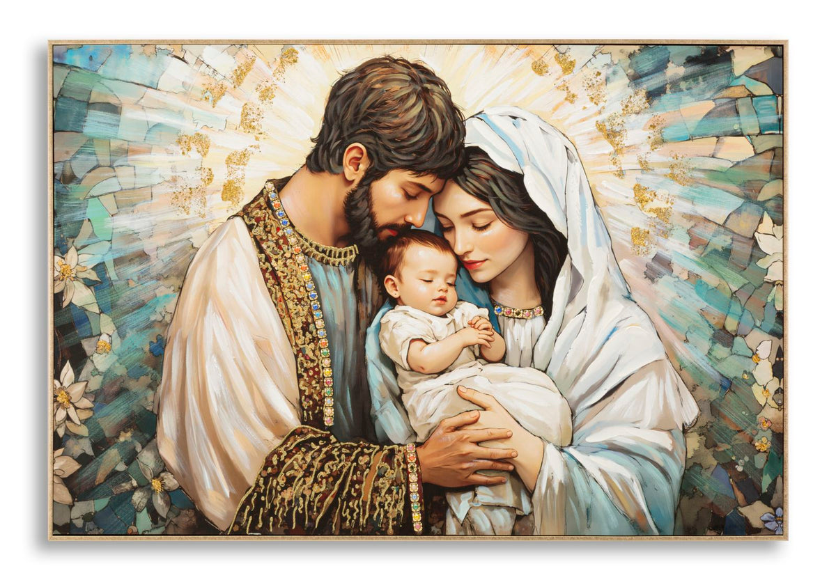 Bethlehem Heilige Familie Wandbild Maria Josef und Jesuskind 122 cm
