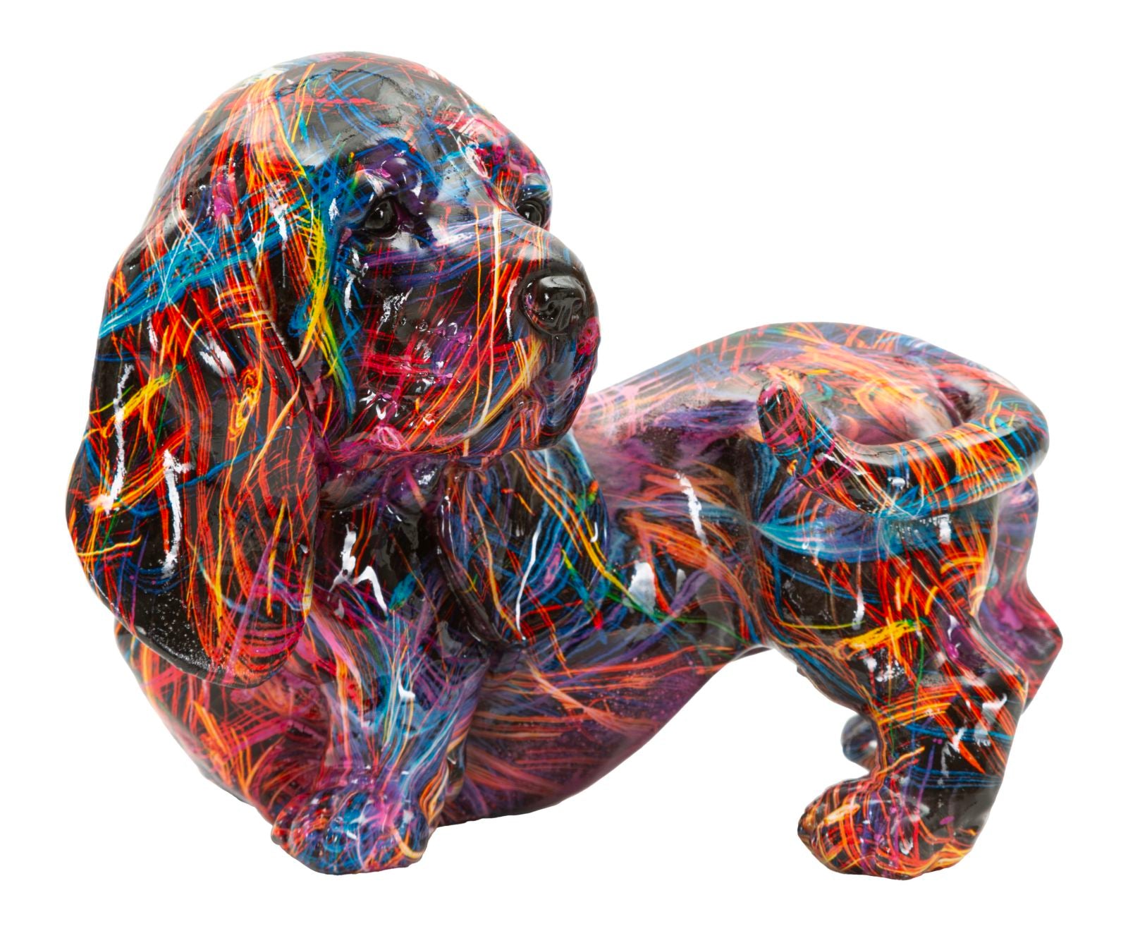 Dekofigur Popart Psyco Dackel bunt modern 20 cm
