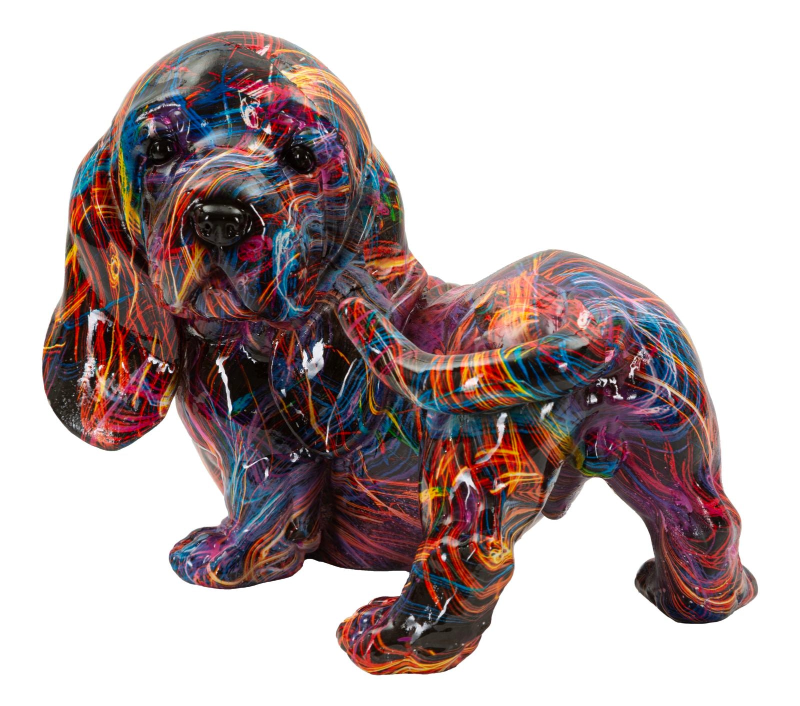Dekofigur Popart Psyco Dackel bunt modern 20 cm