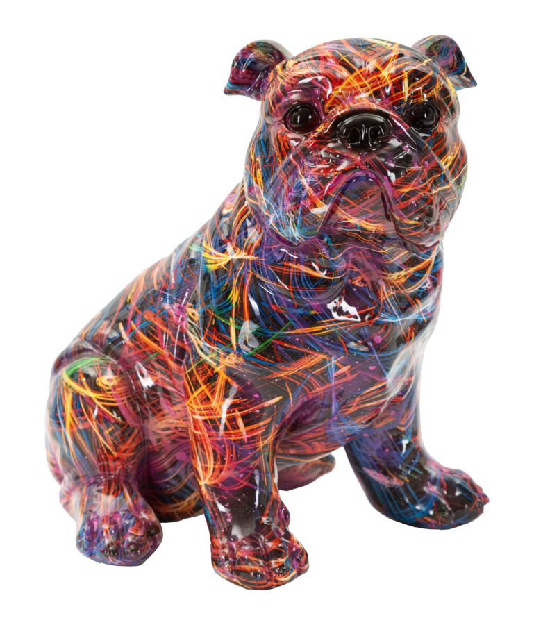 Bulldogge Figur Chroma im Popart Style moderne Deko Skulptur