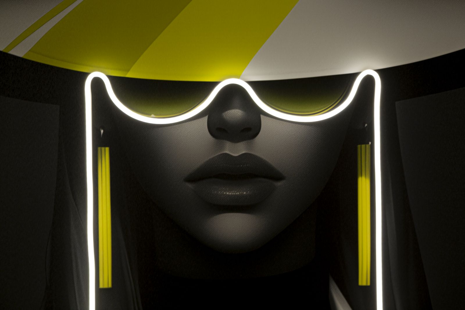 Wandbild Frau Modern LED Leinwand Bild Neon Chic