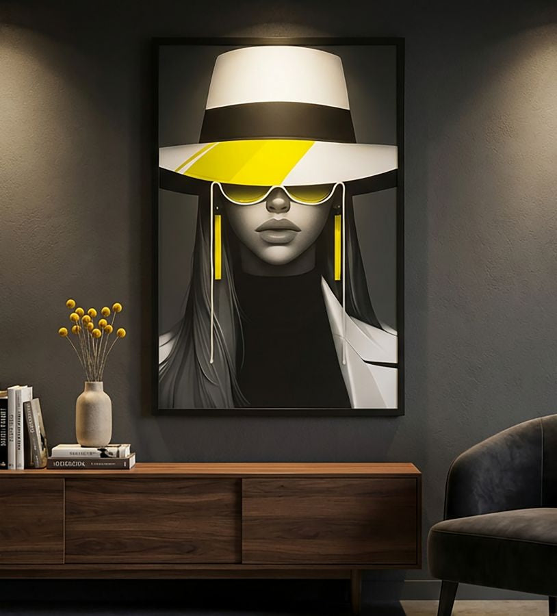 Wandbild Frau Modern LED Leinwand Bild Neon Chic