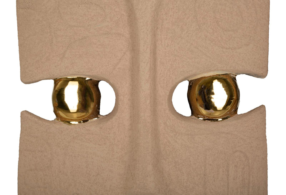 Dakar Masken Wanddeko 2er Set Keramik Beige Gold