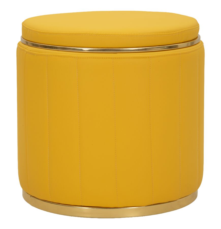 Sitzhocker London Senf mit Stauraum moderner Polsterhocker