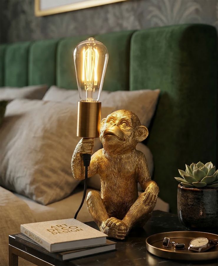 Tischleuchte Monkey Gold Skulptur Design