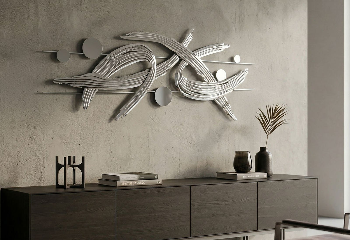 Metall Wanddeko Mondrian silberfarben 121 cm