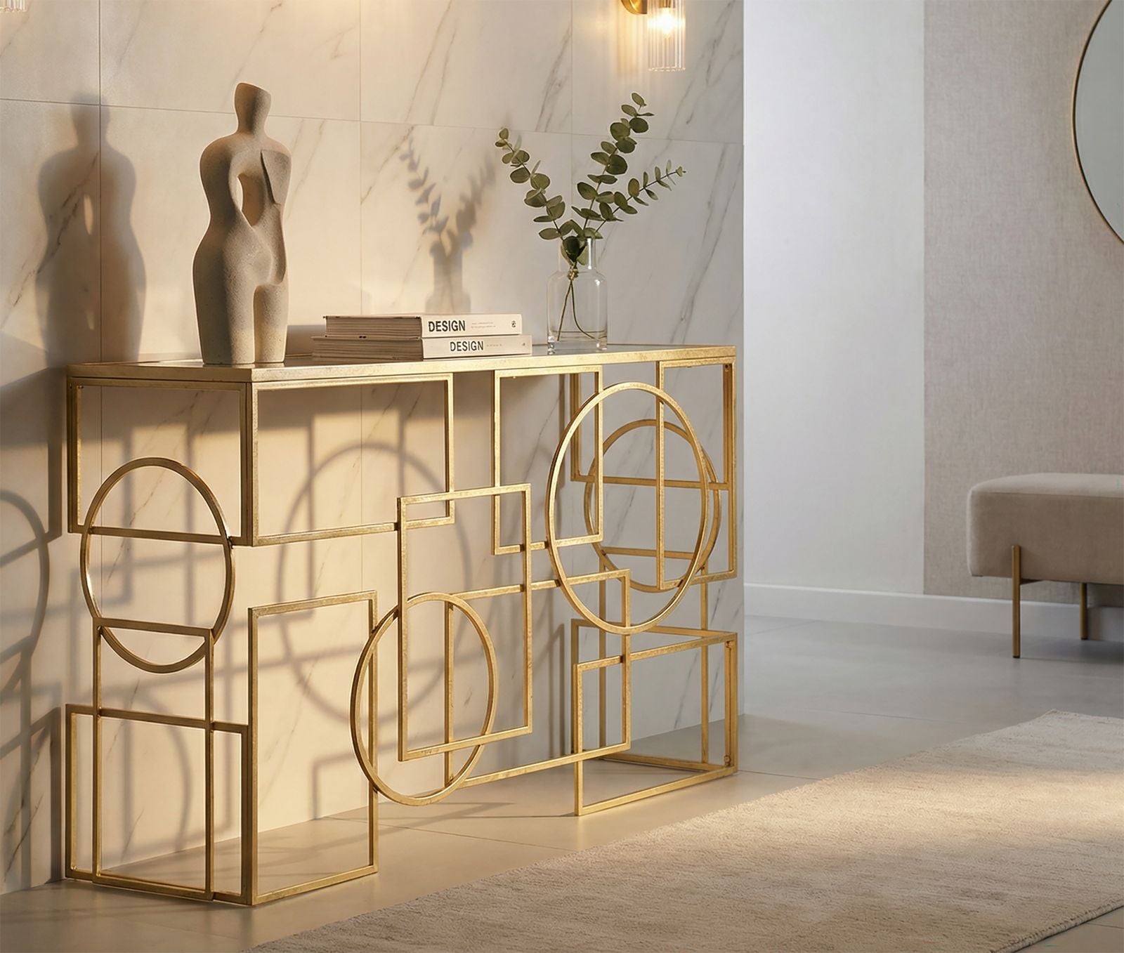 Konsole Geometria Gold Metall Glas Modern Design